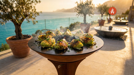 Charred Grilled Cabbage Wedges (Albanian Style) cooking on an Arteflame grill