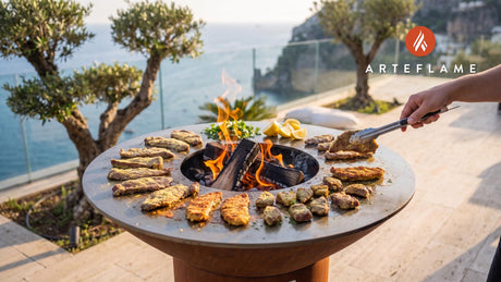 Tender Grilled Veal Liver (Albanian Style) cooking on an Arteflame grill