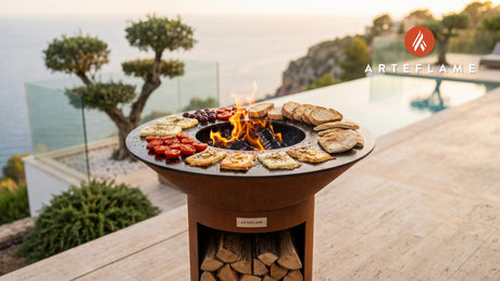 Crispy Grilled Sheep Cheese (Albanian Style) cooking on an Arteflame grill
