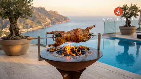 Spit Roasted Whole Lamb (Albanian Style) cooking on an Arteflame grill