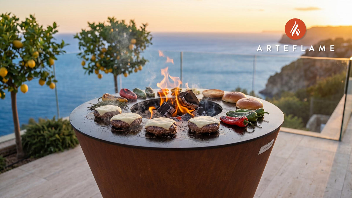 Juicy Grilled Veal Burgers (Albanian Style) cooking on an Arteflame grill