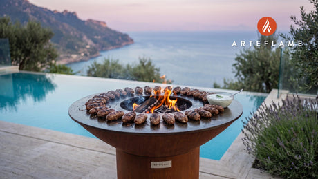 Juicy Grilled Lamb Kofta (Albanian Style) cooking on an Arteflame grill