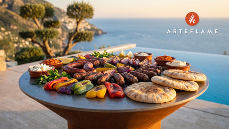 Juicy Grilled Sausage Platter (Albanian Style) cooking on an Arteflame grill