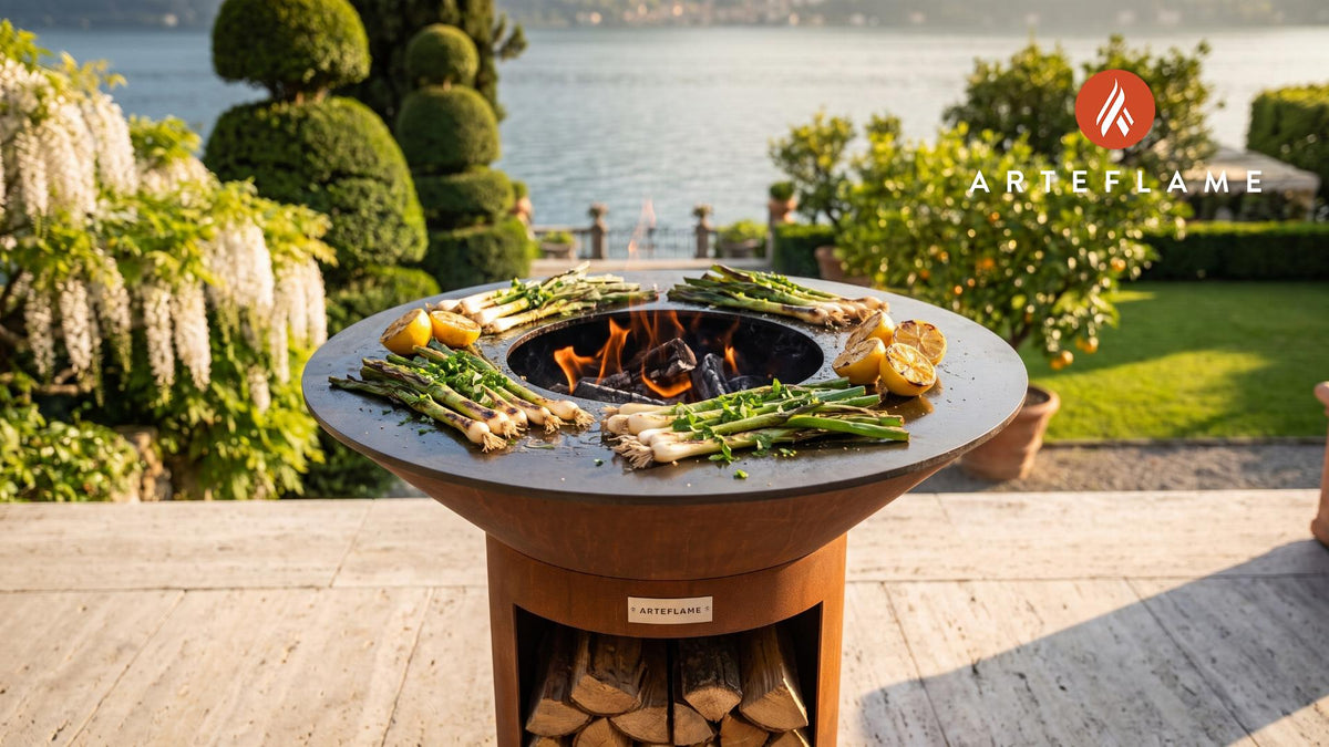 Grilled Green Onions with Lemon (Albanian Style) cooking on an Arteflame grill