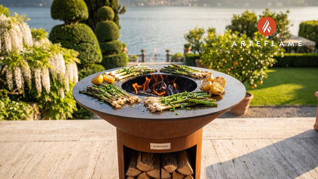 Grilled Green Onions with Lemon (Albanian Style) cooking on an Arteflame grill