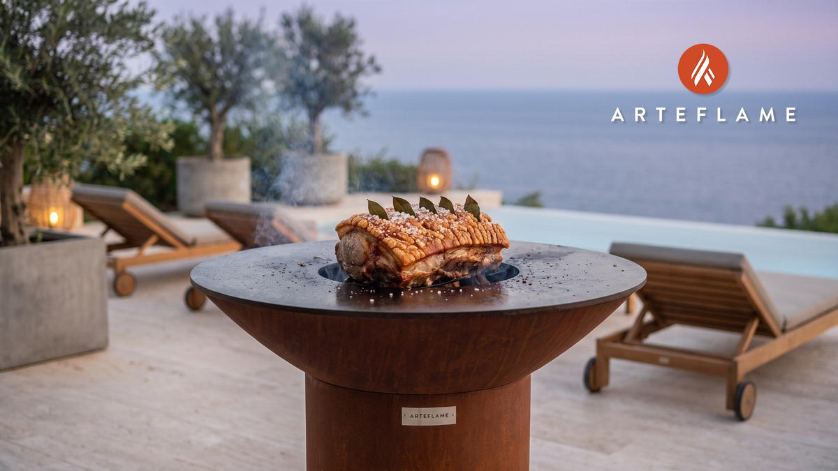 Juicy Grilled Flaeskesteg (Danish Roast Pork) cooking on an Arteflame grill
