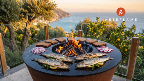 Smoked Herring (Danish Style) cooking on an Arteflame grill