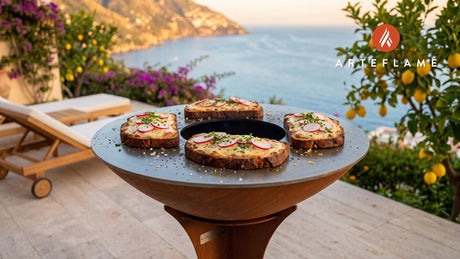 Grilled Rye Bread with Smoked Cheese (Danish Style) cooking on an Arteflame grill
