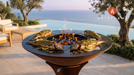 Herb Crusted Trout (Danish Winter Style) cooking on an Arteflame grill