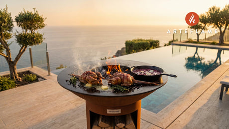 Grilled Pheasant with Wild Berries (Danish Style) cooking on an Arteflame grill