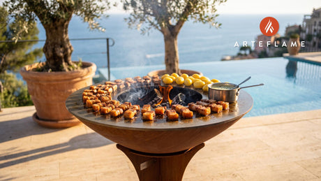 Crispy Pork Belly Bites (Danish Style) cooking on an Arteflame grill