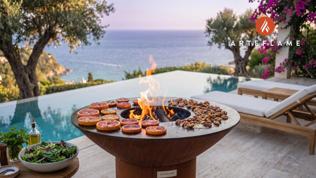 Grilled Winter Citrus Salad with Honey Nuts (Danish Style) cooking on an Arteflame grill
