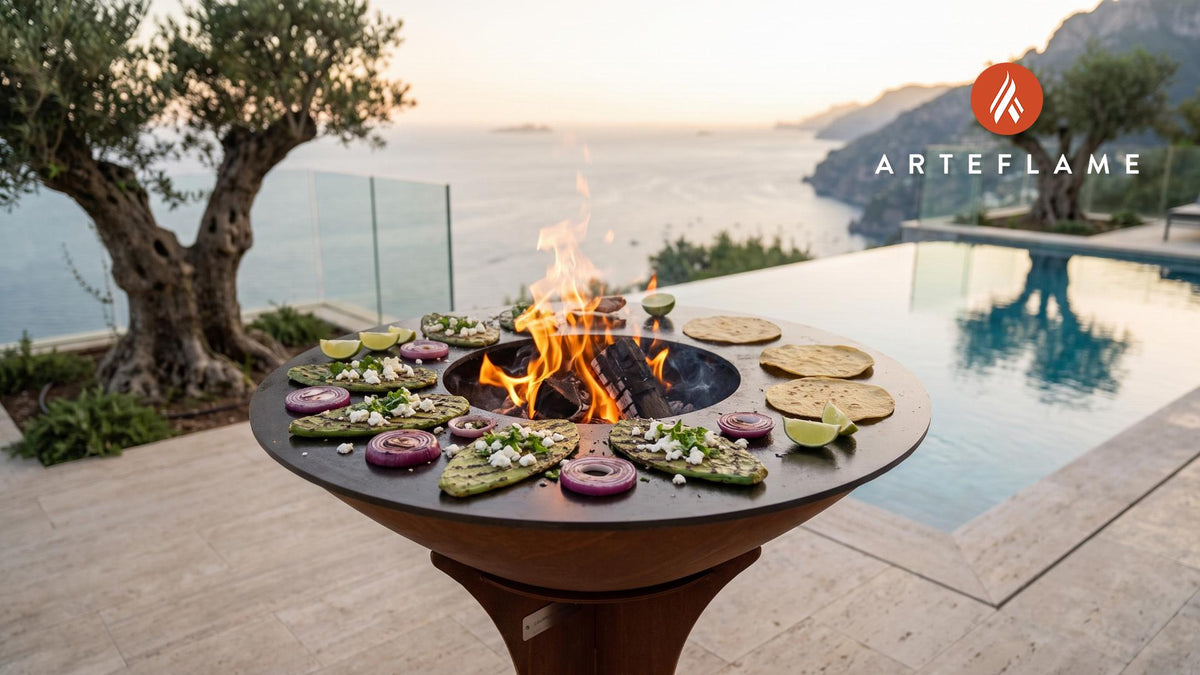 Grilled Nopales & Queso Fresco cooking on an Arteflame grill