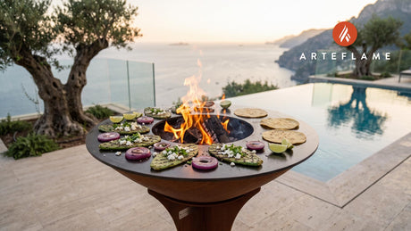 Grilled Nopales & Queso Fresco cooking on an Arteflame grill
