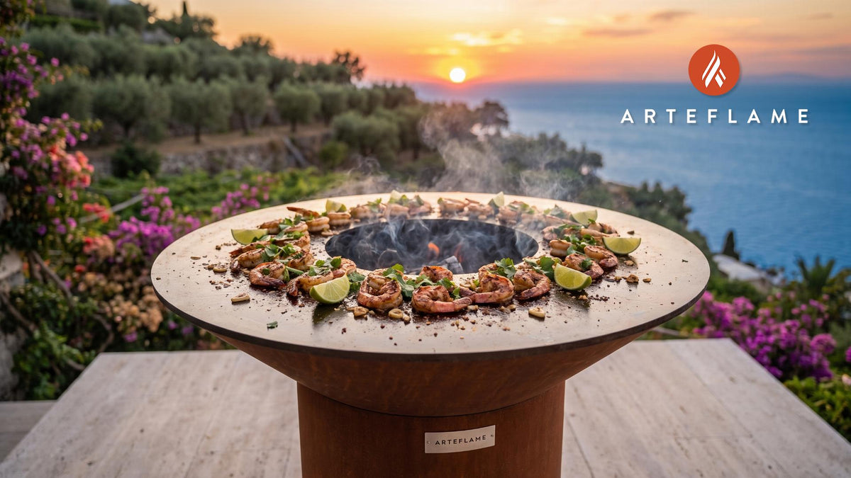 Seared Camarones cooking on an Arteflame grill