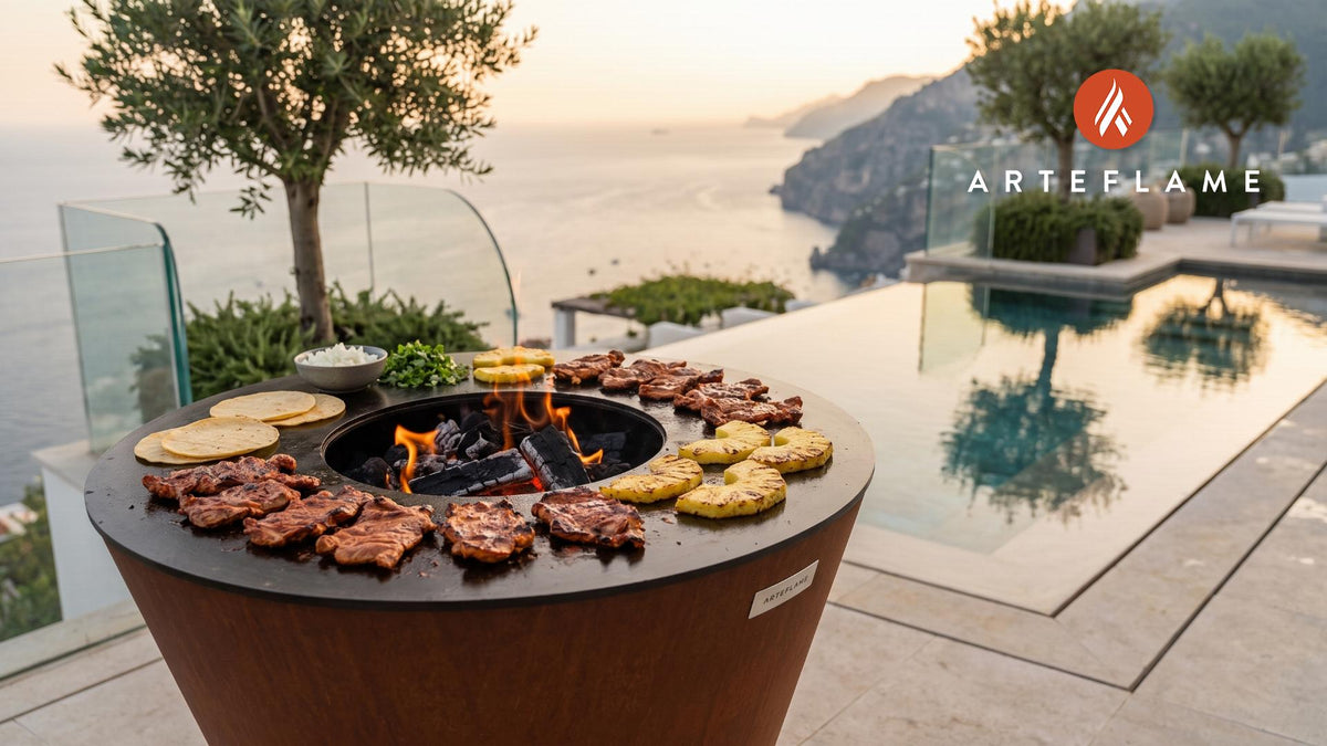 Tacos Al Pastor cooking on an Arteflame grill