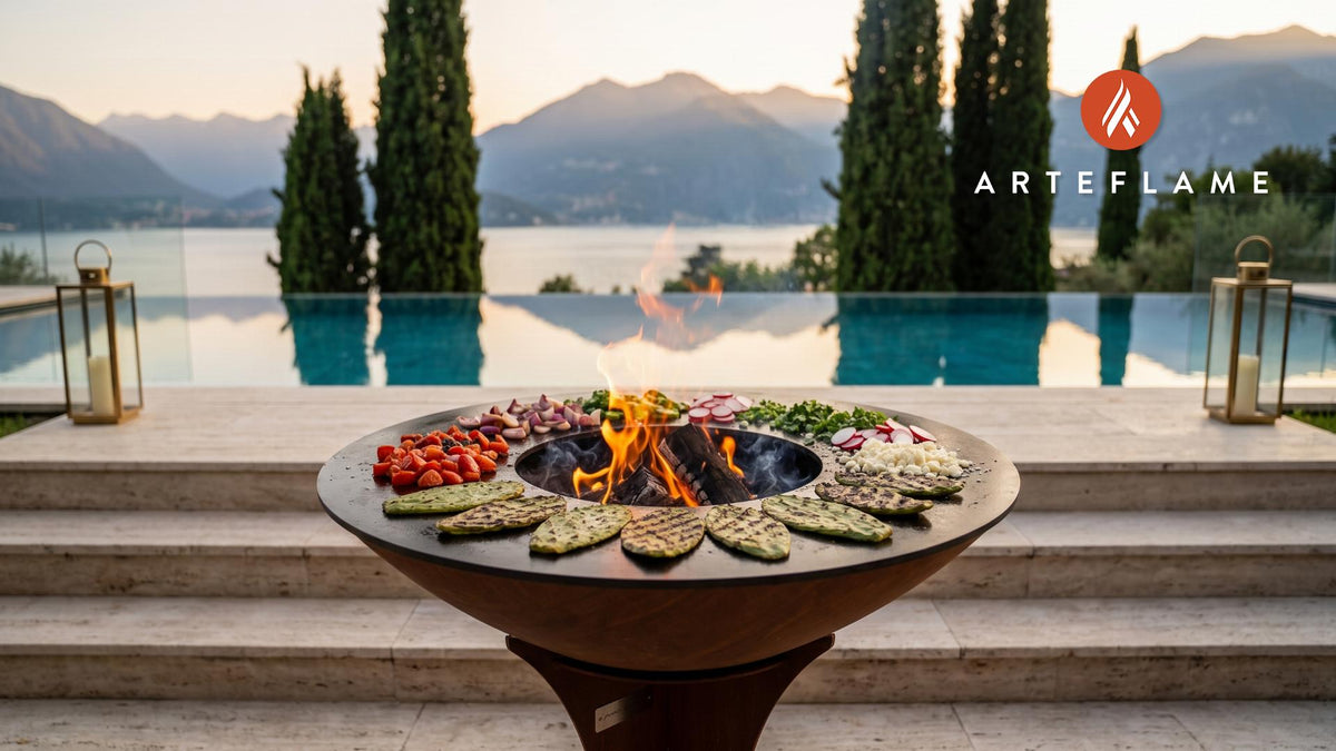 Grilled Mexican Cactus Salad cooking on an Arteflame grill