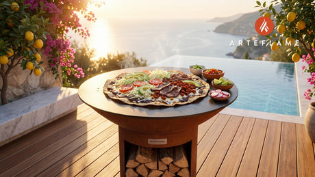 Mexican Tlayudas cooking on an Arteflame grill