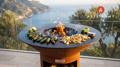 Charred Chiles Toreados cooking on an Arteflame grill