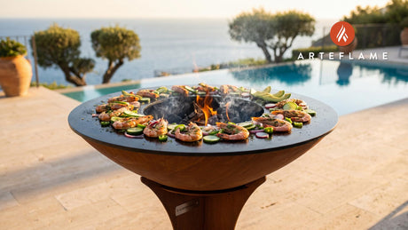 Grilled Shrimp Aguachile (Mexican Style) cooking on an Arteflame grill