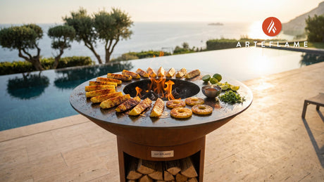 Charred Grilled Pineapple with Tajín (Piña Asada) cooking on an Arteflame grill