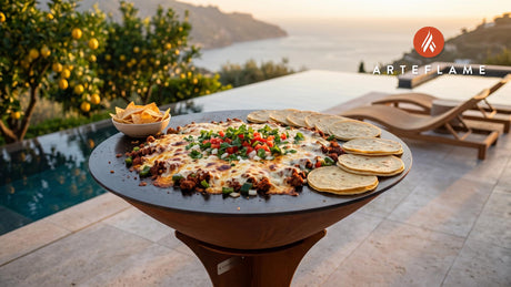 Grilled Chorizo Queso Fundido (Mexican Style) cooking on an Arteflame grill