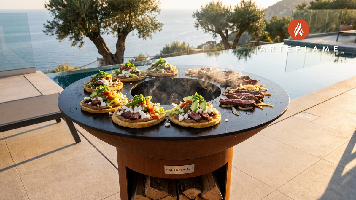 Juicy Grilled Steak Sopes (Mexican Style) cooking on an Arteflame grill