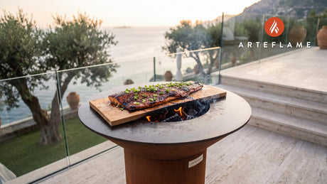Cedar Plank Salmon cooking on an Arteflame grill