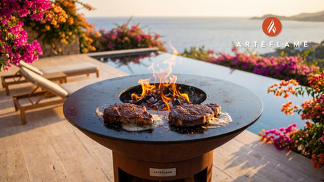 Grilled Steak (Montreal Style) cooking on an Arteflame grill