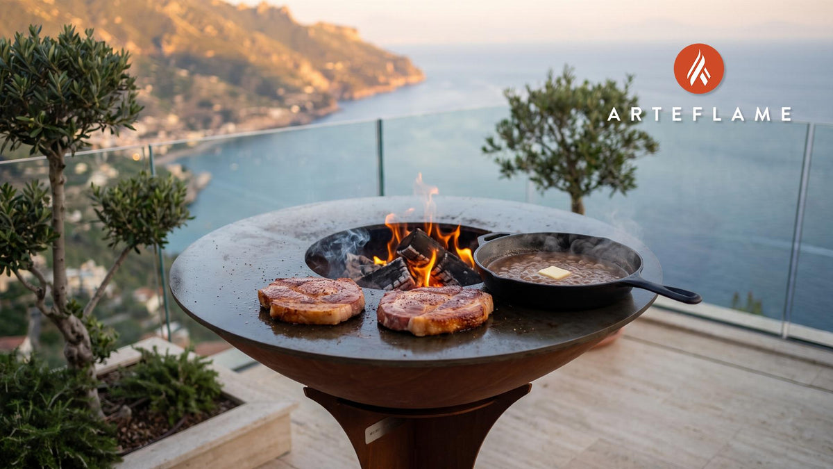 Seared Country Ham Steaks & Red Eye Gravy (Kentucky Style) cooking on an Arteflame grill