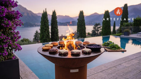 Bison Burgers with Blueberry Compote (Canadian Style) cooking on an Arteflame grill