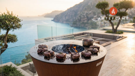 Juniper Crusted Venison Medallions (Canadian Style) cooking on an Arteflame grill