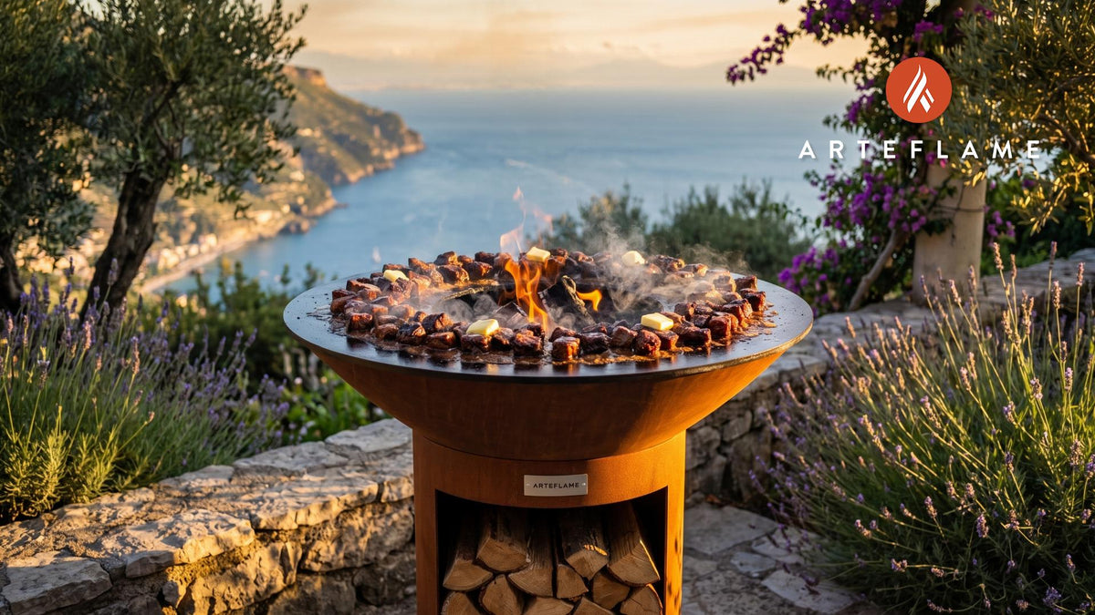 Smoked BBQ Burnt Ends (Kentucky Style) cooking on an Arteflame grill