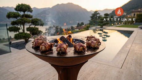 Grilled Bacon Wrapped Quail (Kentucky Style) cooking on an Arteflame grill
