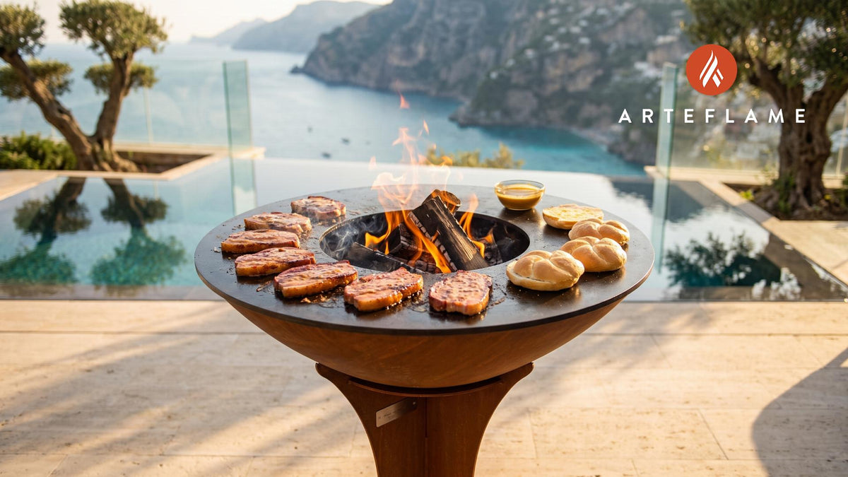 Grilled Peameal Bacon Sandwich (Canadian Style) cooking on an Arteflame grill