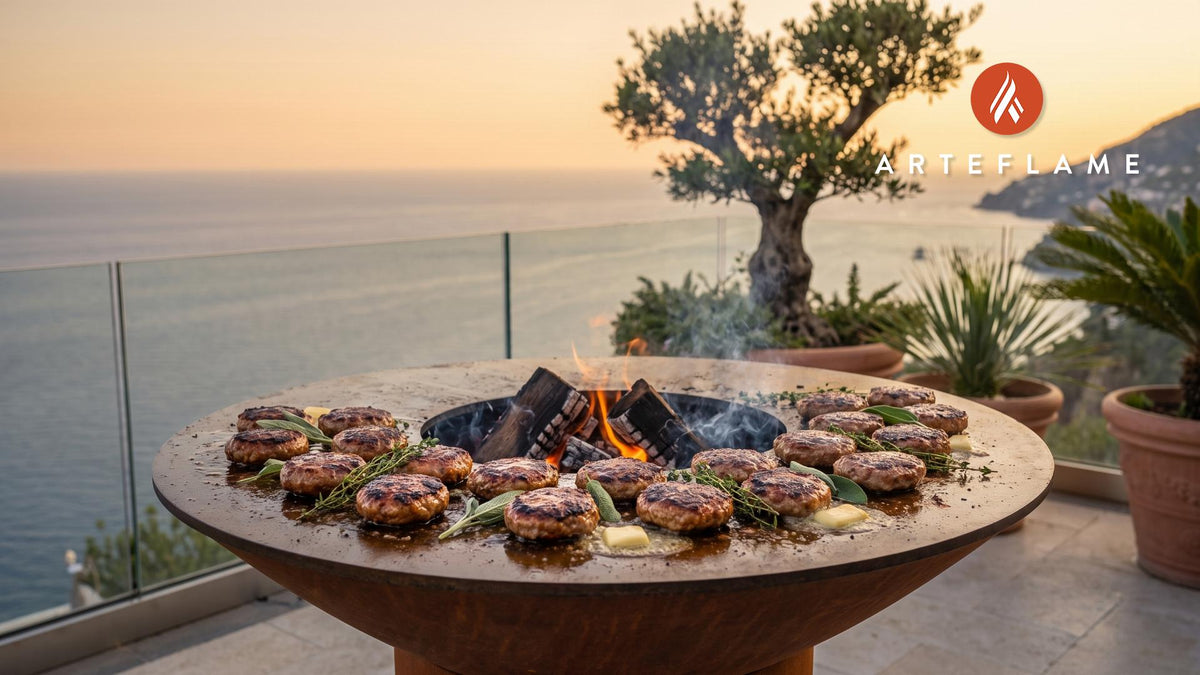 Grilled Maple Sausage Patties (Canadian Style) cooking on an Arteflame grill
