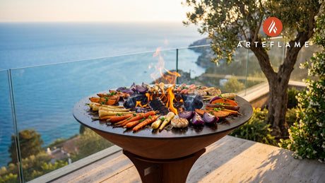 Fire Roasted Root Vegetables (Canadian Style) cooking on an Arteflame grill