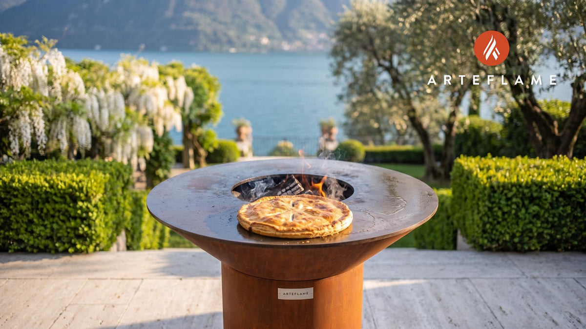 Grilled Tourtiere cooking on an Arteflame grill