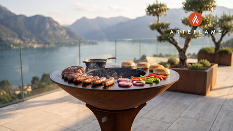 Grilled Venison Sausage & Mustard Sauce (Kentucky Style) cooking on an Arteflame grill