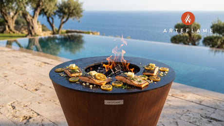 Grilled Arctic Char with Lemon (Canadian Style) cooking on an Arteflame grill