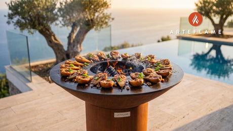 Grilled Pears with Cinnamon Honey (Canadian Style) cooking on an Arteflame grill