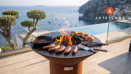 Grilled Venison Sausages & Onion Jam (Canadian Style) cooking on an Arteflame grill