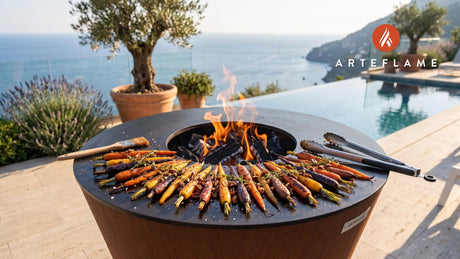 Sorghum Glazed Grilled Carrots (Kentucky Style) cooking on an Arteflame grill