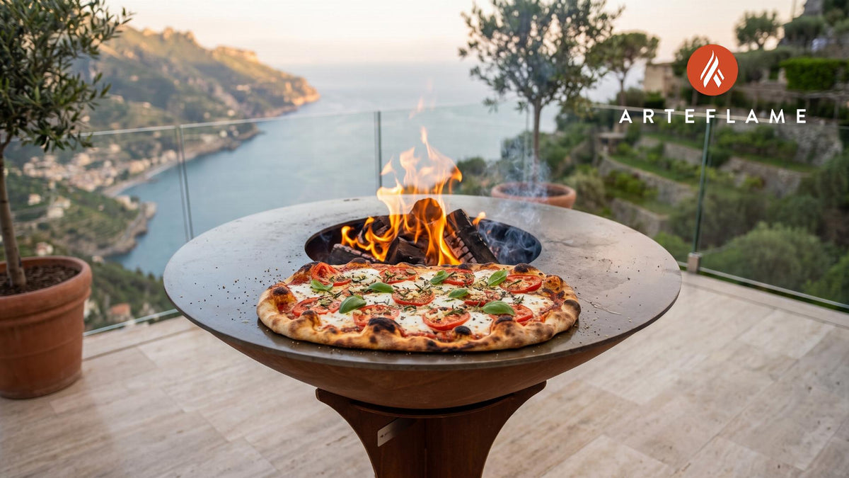 Grilled Tomato & Herb Flatbread (Canadian Winter Style) cooking on an Arteflame grill