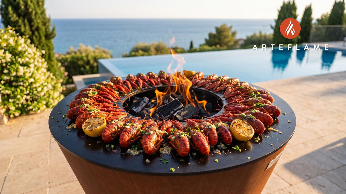 Cajun Grilled Crawfish (Louisiana Style) cooking on an Arteflame grill