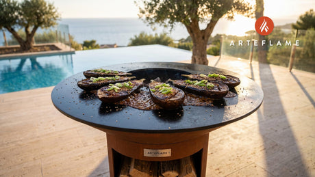 Miso Glazed Eggplant cooking on an Arteflame grill