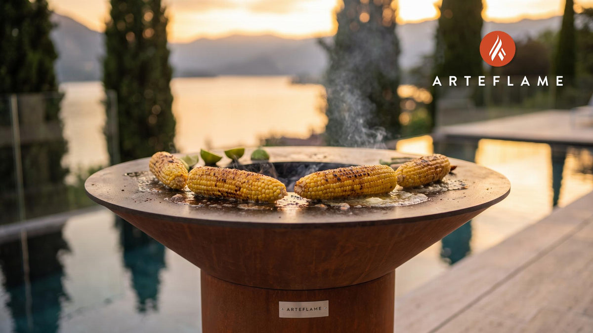Grilled Corn with Cajun Butter (Louisiana Style) cooking on an Arteflame grill