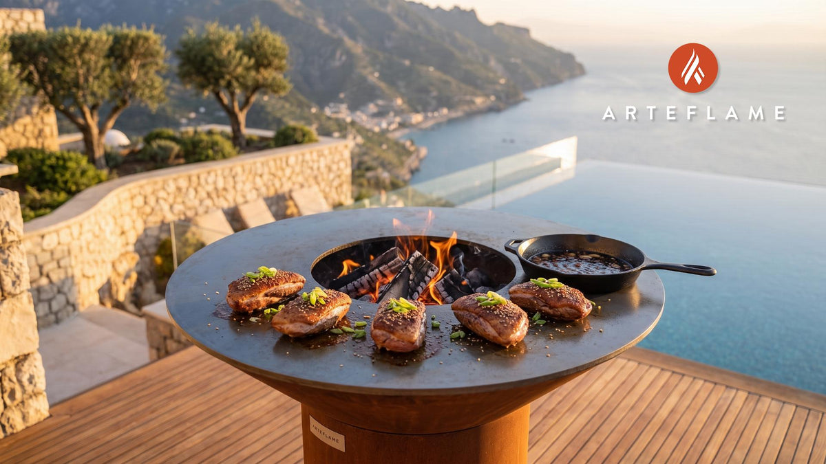 Grilled Duck Breast with Yuzu Sauce (Japanese Style) cooking on an Arteflame grill