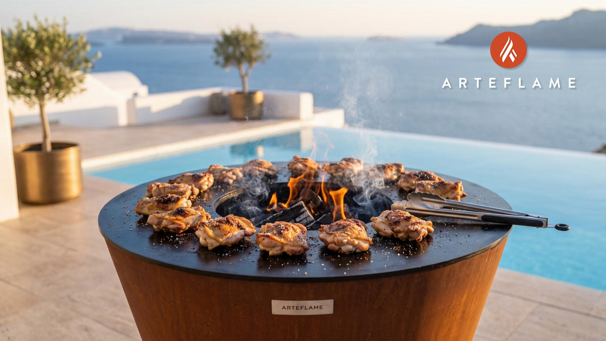 Salt Grilled Chicken Thighs (Japanese Shio Karaage) cooking on an Arteflame grill