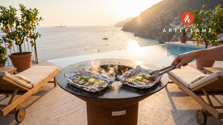 Grilled Enoki Mushrooms in Foil (Japanese Style) cooking on an Arteflame grill